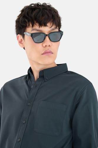 Image of SNITCH Men Casual Shirt | Regular Fit Long Sleeve Button-Down Collar Textured Style | Durable Polyester Twill & Single Patch Pocket for Work