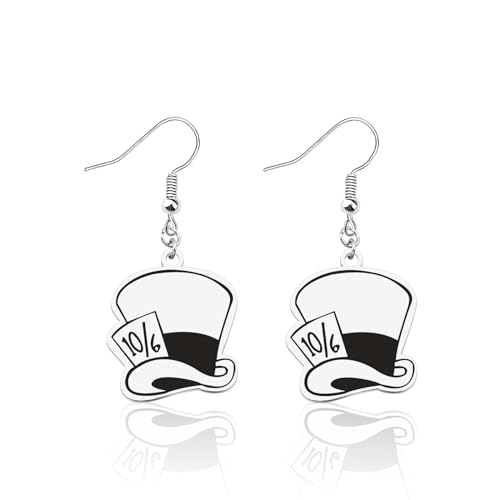 FAADBUK 10/6 Mad Hatter Hat Inspired Earring Mad Hatter Fan Gift Alice Merchandise