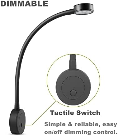 acegoo Lampa do czytania 12V, lampka nocna LED do czytania elastyczna gęsia szyja DC12-24 V oświetlenie wewnętrzne łóżka z przyciskiem ściemniaczem i ładowarka USB do łodzi kampera kampera