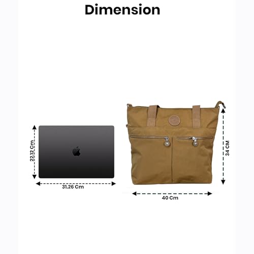 Image of CHIBAO Polyester Dual Handles Tote Bag for Women & Men | Large Capacity Multipurpose Shoulder Bag | Stylish Everyday Office, College, Travel & Shopping Handbag with Multiple Pockets Black