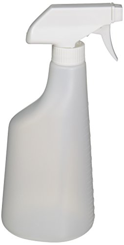 Qorpak PLC-03499 HDPE Oval Spray Bottle with 28-400 White PP Trigger Sprayer, 660 mL, Natural (Pack of 4)
