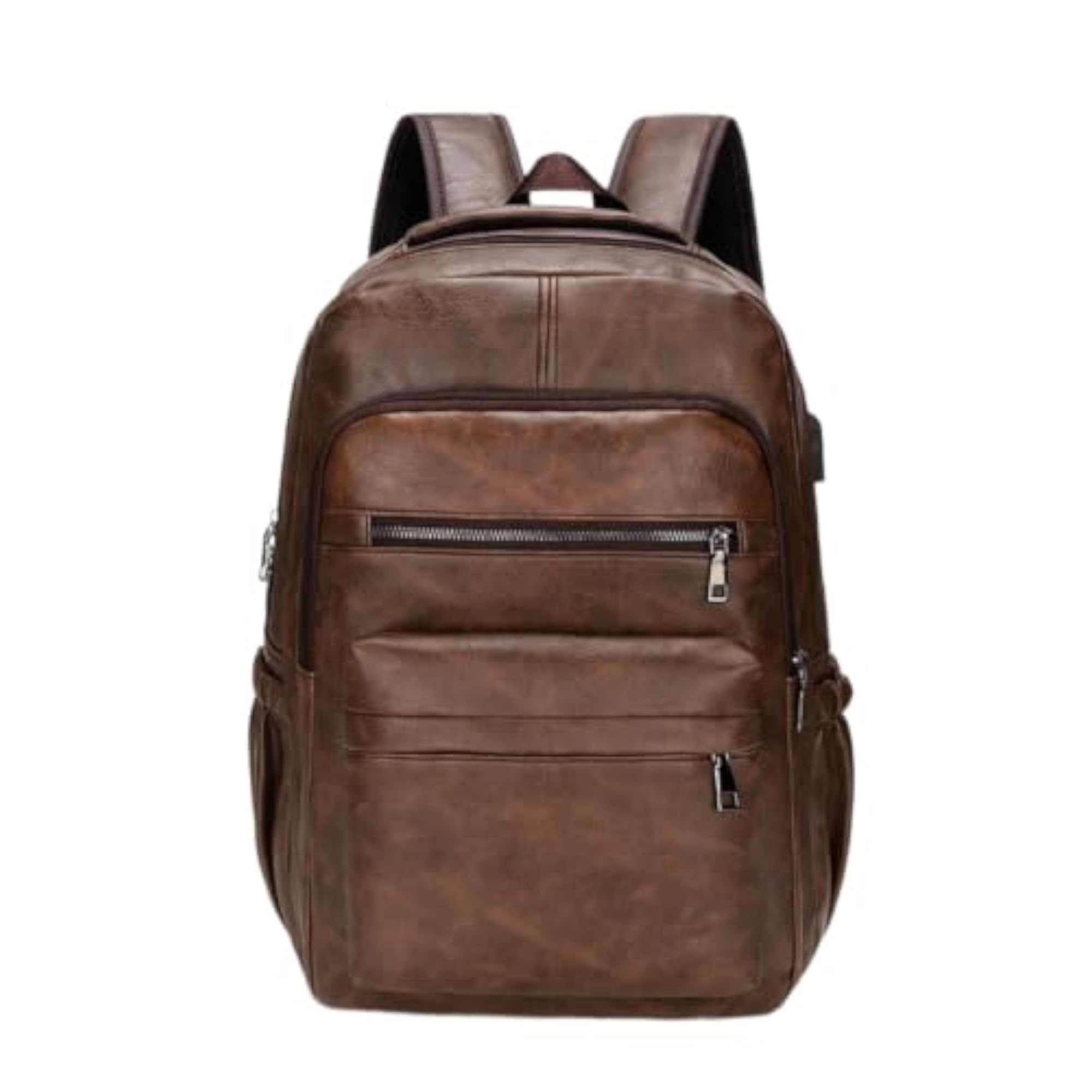 Waterproof Leather Laptop Backpack, Dark Brown