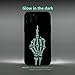X spirit Skull Case for iPhone 13 Pro Max, Skeleton Middle Finger, Cool Goth Edgy Gothic Emo Luminous Design, Rock n Roll, Light Up Glow in The Dark, Leather Finish (iPh 13 Pro Max-Middle Finger)
