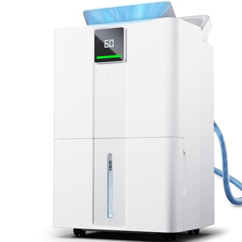 MEPTY 6000 Sq.Ft Dehumidifier,Max 100 Pint/Day Large Dehumidifier for Basement & Home with Drain Hose,Smart Humidity Control,24H Timer & Child Lock,3-Color Humidity Display Ideal for Bedroom,Bathroom
