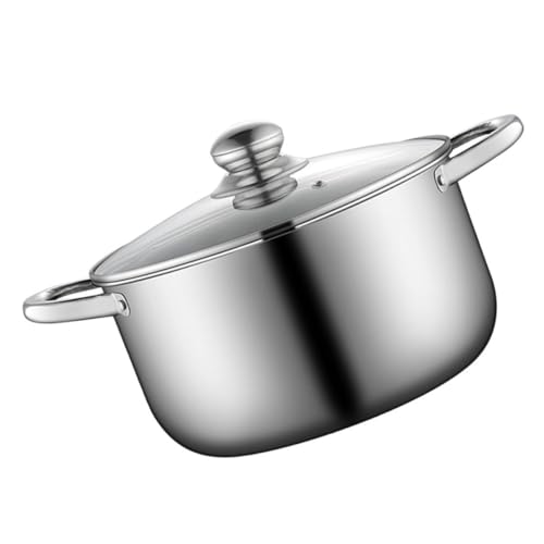 MOBUTOFU Olla de Acero Inoxidable para Sopa Tapa y Alta Resistencia, Compatible Cocinas de Inducción y Uso en Menaje de Cocina