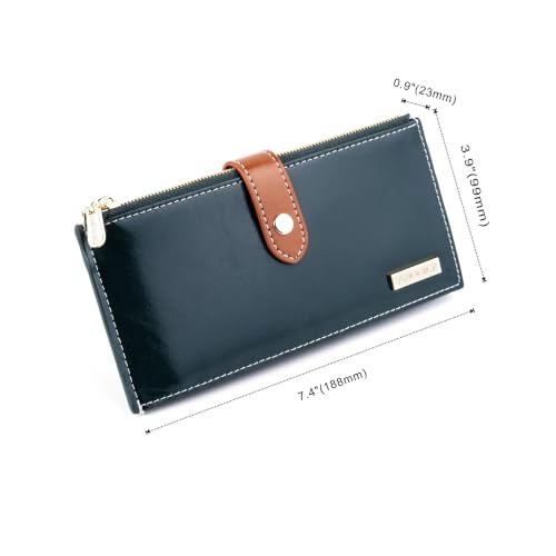 Image of ANDOILT Women's Genuine Leather Wallet RFID Blocking Credit Card Holder Zipper Purse Cell Phone Handbag