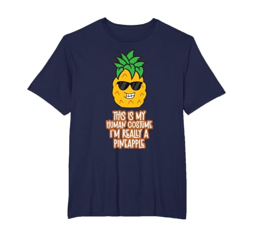 This is My Human Costume I'm Really A Pineapple T-Shirt, Men's Big and Tall, Navy Blue, 4X Tall