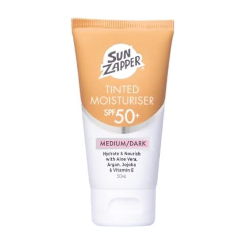 Sun Zapper Tinted Moisturiser SPF 50+ Medium/Dark BB Cream Contains Aloe Vera & Vitamin E Cover