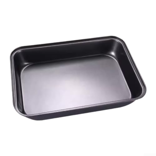 Plaque de cuisson rectangulaire en acier carbone anti-adhésive pour poulet, pain, pizza et barbecue, 30 x 20 x 5 cm, gris