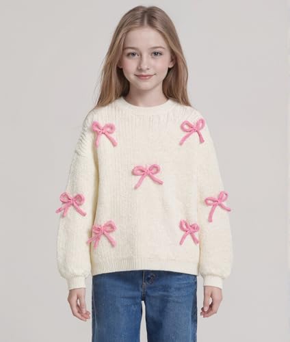 Toddler Girl Bow Sweater Cute Knitted Pullover Fall Winter Clothes 1-5T2