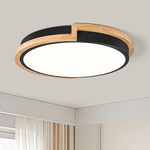 Vikaey Modern Wood LED Flush Mount Ceiling Light Fixture,Blcak Round Ceiling Lighting,Ceiling Lamp for Closets, Kitchens, Stairwells, Bedrooms(11.8In/30CM 4000K) - Cosy Home Interiors Vikaey Modern Wood LED Flush Mount Ceiling Light Fixture,Blcak Round Ceiling Lighting,Ceiling Lamp for Closets, Kitchens, Stairwells, Bedrooms(11.8In/30CM 4000K)