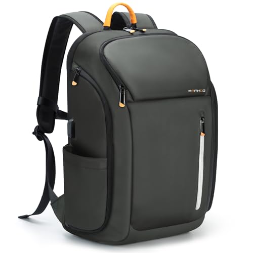 Ponhog Backpack Mens - 30L Large Capacity Laptop Rucksack for Men, 17.3 Inch Anti-Theft Business Bag with USB Port & Multiple Pockets, Durable 900D Nylon for Work/Travel/College, Grey