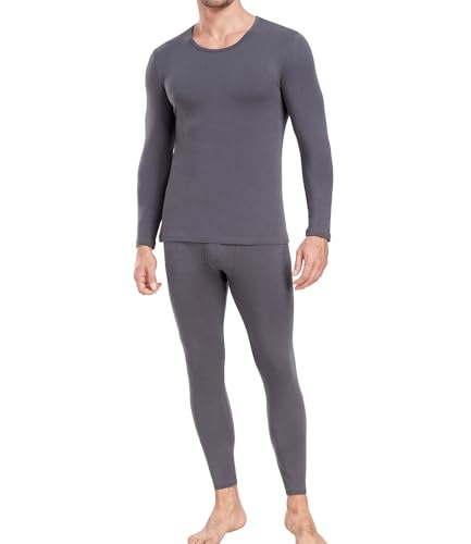 wirarpa Men's Cotton Base Layer Thermal Underwear Long Johns Long Sleeve Top and Bottom Set