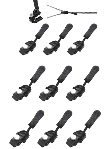 Cerniera Lampo Riparazione, Frundoo Cerniere Lampo Ricambio, 3 misure Tira Zip Rimovibile, Cursori per Cerniere Lampo Cursore Cerniera Universale per Giacche Borse Valigie Jeans Abbigliamento (9pcs)