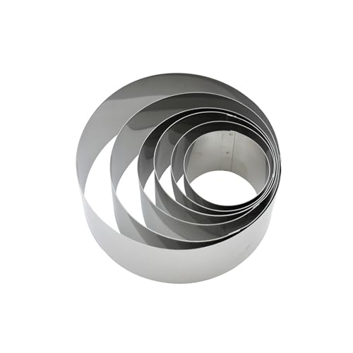 Fackelmann 6 Aros de Cocina, Moldes para Emplatar y dar forma a los alimentos, Diferentes tamaños, Acero Inoxidable, Color Gris, 5 6 7 8 10 12 x 4.5 cm, 6 Uds
