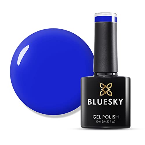 Bluesky Vernis Semi Permanent Bleu Néon Gel Ongle sous Lampe UV/LED Manucure à la Maison, Durabilité de 21+ Jours, Beaucoup de Couleurs Quotidiennes Disponibles, Bleu Vif, 10ml Cover