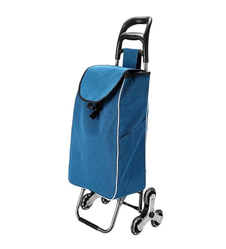 carrello della spesa su ruote, Carrello della spesa leggero con 6 ruote for salire le scale pieghevole(Blue)