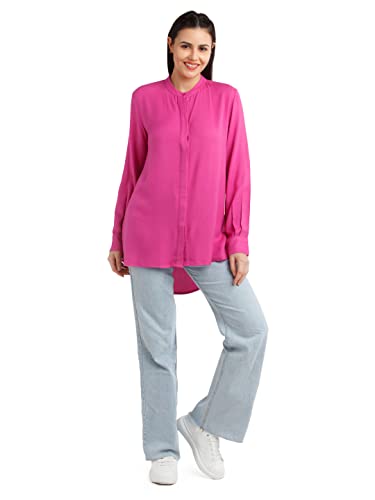 Image of Zink London Women's Pink Solid Regular Shirt