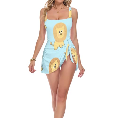 Maillot de bain push up amincissant bleu avec jupe amovible pour sculpter la silhouette