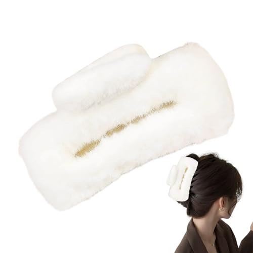 Clip à griffe de cheveux en peluche - Clip de griffe floue pour cheveux épais - Clip de cheveux flou doux pour femmes et filles - Mbiyhgta