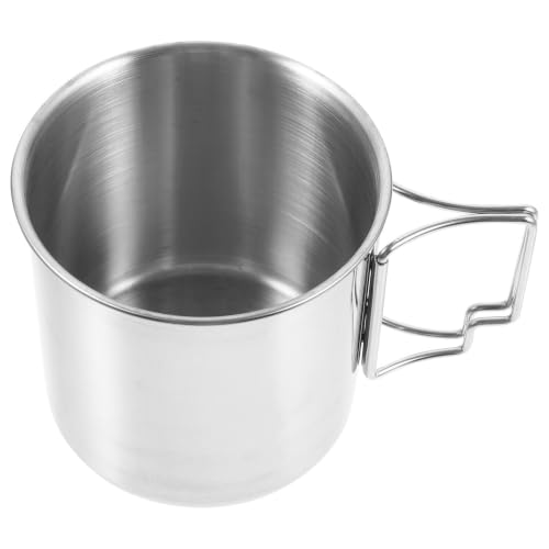 CAXUSD Taza de Acero Inoxidable para Acampar al Aire Libre Asa Plegable, Multifunción y Diseño Compacto Adecuado para Aventuras Outdoor