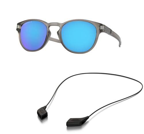 Oakley OO9265 Sunglasses Bundle: OO 9265 LATCH 926532 Matte Grey Ink and Large Black leash Accessory kit2