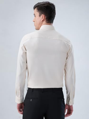 Image of Park Avenue Men Modern Slim Fit Structure Pattern Cotton Polyester Blend Semi Cutaway Collar Full Sleeve Formal Shirt