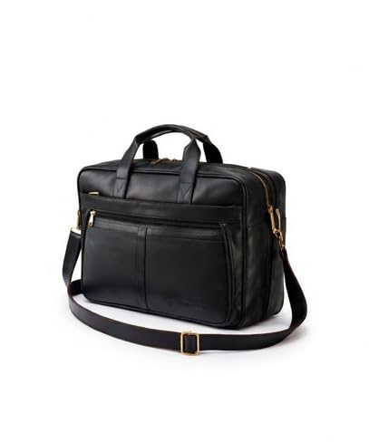 PU Leather Briefcase Bag, Tan Brown, Laptop Compartment, Expandable Side Zipper, Adjustable Shoulder Strap