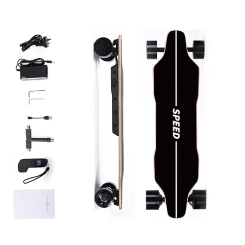 DL3 Elektro Skateboard mit PU-Rad Fernbedienung 450 Dual-Motor Elektrisches Longboard Maximale Belastung 100KG 15-20KM Reichweite Wasserdicht Stoßdämpfend Longboard für Kurze Stadtfahrten
