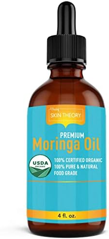 Moringa Oil 4oz USDA Organic Food Grade, 100% Pure & Natural Cold Pressed Moringa Oleifera Seed Oil, Rejuvenate Your Skin & Hair, Combat Acne and Dark Spots, Massage Oil