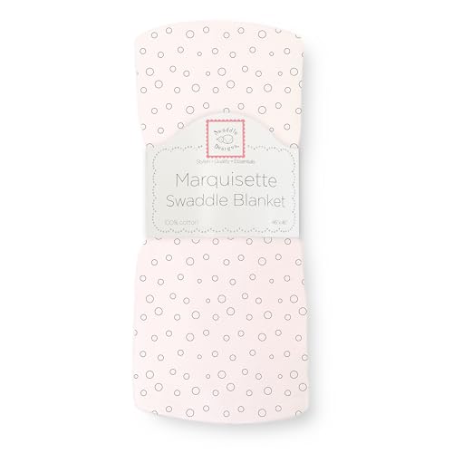 Image of SwaddleDesigns Marquisette Receiving Swaddle Blanket for Baby Boys & Girls, Soft Premium Cotton Muslin, Best Shower Gift, Soft Pink Bubble Dots