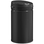 HOMCOM 30L Sensor Bin with Soft-Close Lid, Automatic Touchless Motion Sensor Trash Can with Fingerprint Resistant Stainless Steel for Hygienic Kitchen, Home Office Use, Black