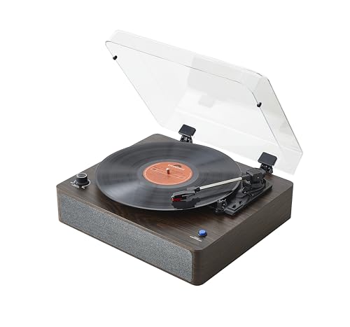 Auspicium Turntables Belt-Drive Record Player with Turntable Built-in Speakers for Vinyl Records,Vintage Record Player Support 33&45 RPM with Advanced Magnetic Cartridge for Christmas or Birthday Gift