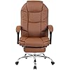 Fauteuil Massage Avec Repose-pieds - Similicuir Marron - Fonction Chaleur & Porte-gobelets - Détente Totale