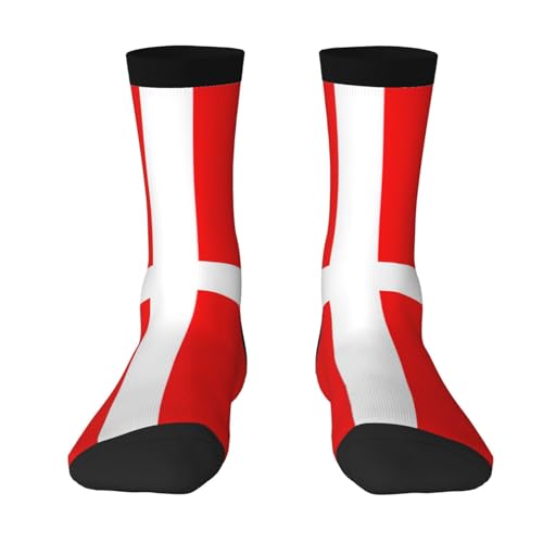 DDSFvbv Danemark Drapeau danois Unisexe Casual Crew Chaussettes d'entraînement Chaussettes athlétiques Hommes & Femmes Respirant Performance Meilleur Cadeau, 3 noir, Taille unique