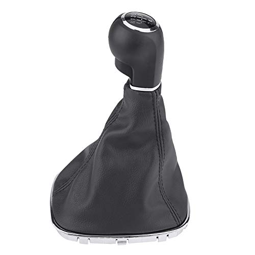 AYNEFYCorsa D Gear Knob Cap and Lever Stick Gaiter Boot Cover Gear Shift Knob Kit - Black Leather Speed Replacement for Opel Corsa D