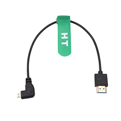 Image of HangTon Micro HDMI 4K 60Hz 8K Ultra HD Cable for Sony A6600 A7RIV X-T3 Canon R5C R6 Lumix S5 Camera ATOMOS Ninja V Portkeys Monitor Type A D HDMI 2.1 Right Angle 30cm