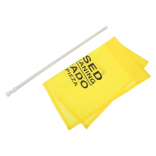 Image of POPETPOP Cleaning in Progress Sign with Extendable Pole (60-110Cm) Heavy Duty Yellow Doorway Barrier for Bathroom Maintenance Housekeeping Safety Hanging No Entry Banner for Commercial
