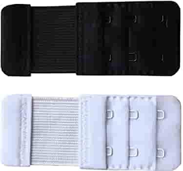 secret admirer Bra Hook Extender to Increase Bra Length for Backless Dresses-2 Hook - 3 Eye, Extra Elastic, Combo Pack White, Black-picture-7