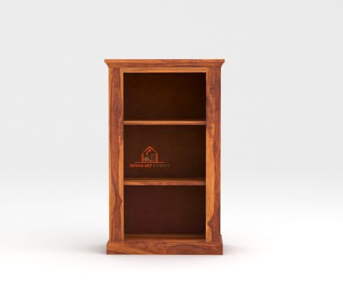Image of SHYAM ART & CRAFT Solid Sheesham Wooden Bookshelf | Book Shelf Cabinet for Home & Office Living Room | Pre Assembled Semi Open Bookshelf (Honey Finish)