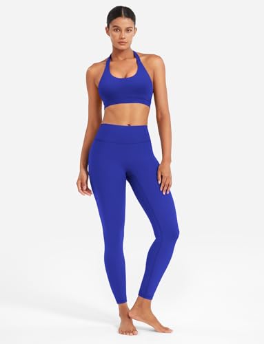Image of YEOREO CoreFlex Women Halter Sports Bra Workout Seamless Padded Basic Bra Open Back Yoga Gym Crop Top