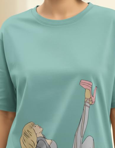 Image of HELLCAT Multicolor Printed Oversized T-Shirt for Women |Pack of 2 T-Shirt