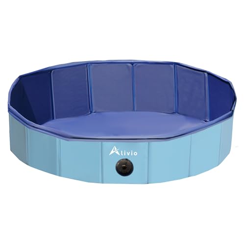Alivio Foldable Dog Pool Dog Paddling Pool, PVC Non-Slip Foldable Dog Swimming Pool Bath Tub