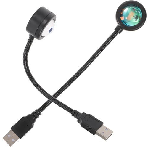 Image of Alipis Sunset Lamp 2Pcs USB Powered Led Projection Lights for Bedroom Living Room Party Ambient Mood Lighting