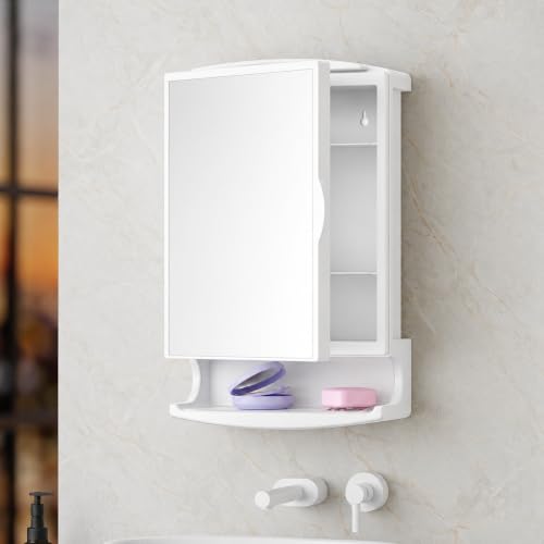 Image of iSTAR Bathroom Cabinet with Mirror | Multipurpose Storage Organizer with Mirror | Modern Wall Mounted Accessories for Bathroom, Kitchen and Home (White)