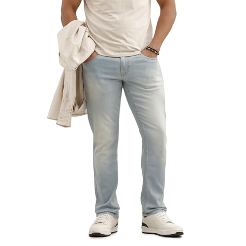 Image of WROGN Men's Stretch Denim Jeans | Straight Fit | Casual Style | Mid Rise