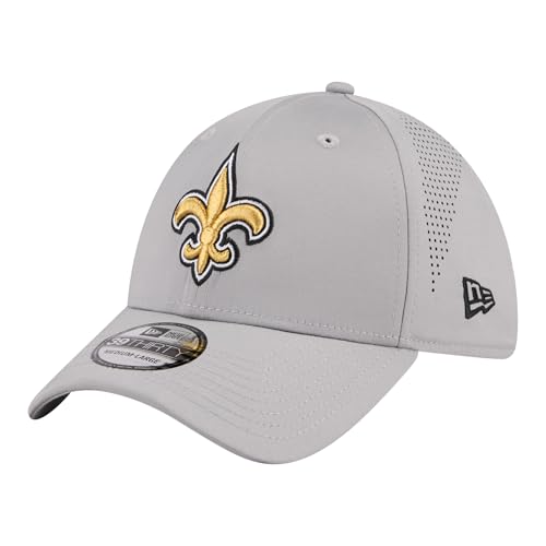 New Era Mens Gray New Orleans Saints Perforated 39THIRTY Flex Hat
