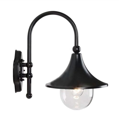 Aplique de pared exterior vintage Lámpara de pared creativa for exteriores con forma de trompeta, luz de pared con personalidad, resistente al agua, E27, de aluminio, con pantalla acrílica, for pasill