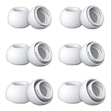 AirPods Pro & AirPods Pro 2 Replacement Ear Tips – Noise-Reducing Silicone Earbud Covers with Secure Fit & Portable Storage Plastic Bag (6 Pairs-White, Assorted S/M/L)