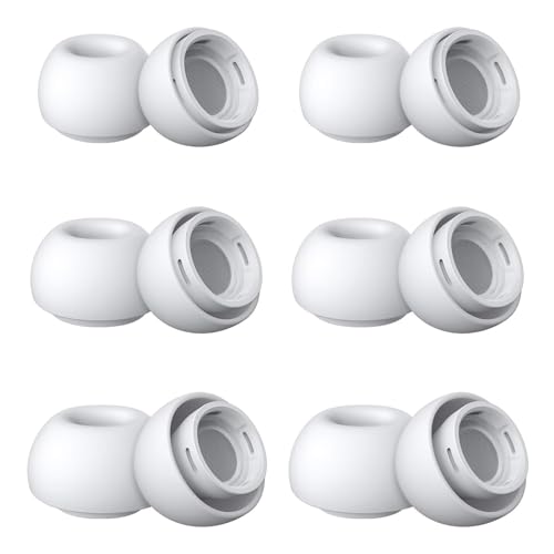 AirPods Pro & AirPods Pro 2 Replacement Ear Tips – Noise-Reducing Silicone Earbud Covers with Secure Fit & Portable Storage Plastic Bag (6 Pairs-White, Assorted S/M/L)